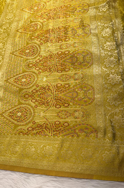 Mehendi Green Satin Banarasi Saree