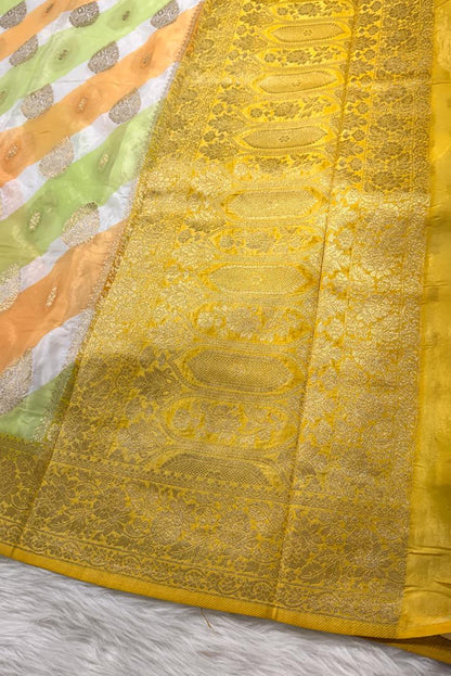 White Semisilk Banarasi Saree