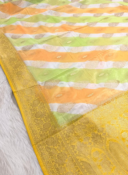 White Semisilk Banarasi Saree