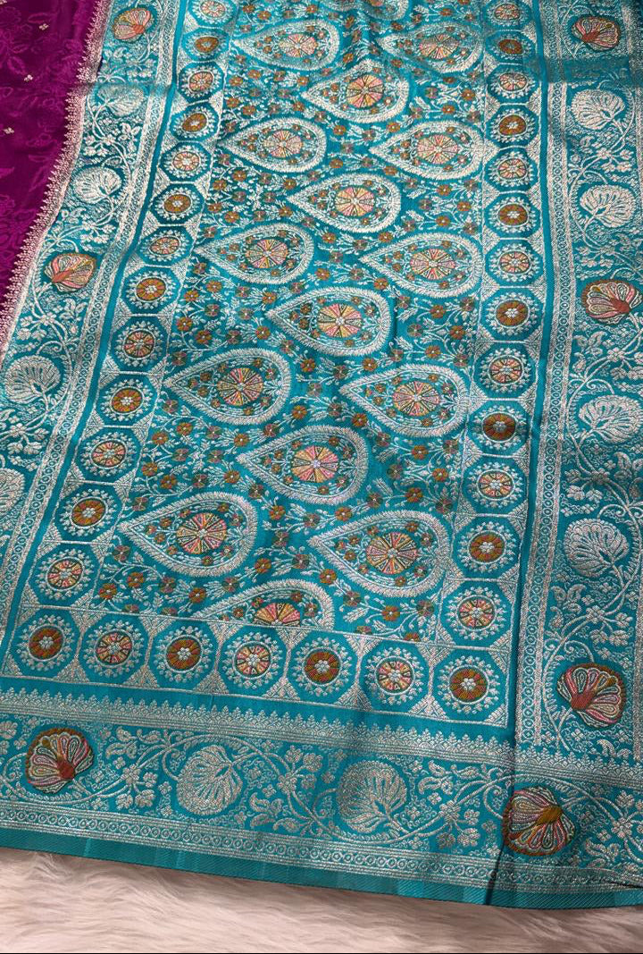 Purple Satin Banarasi Saree