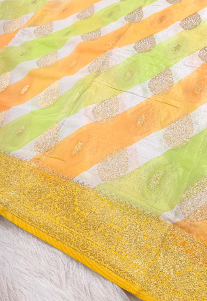 White Semisilk Banarasi Saree