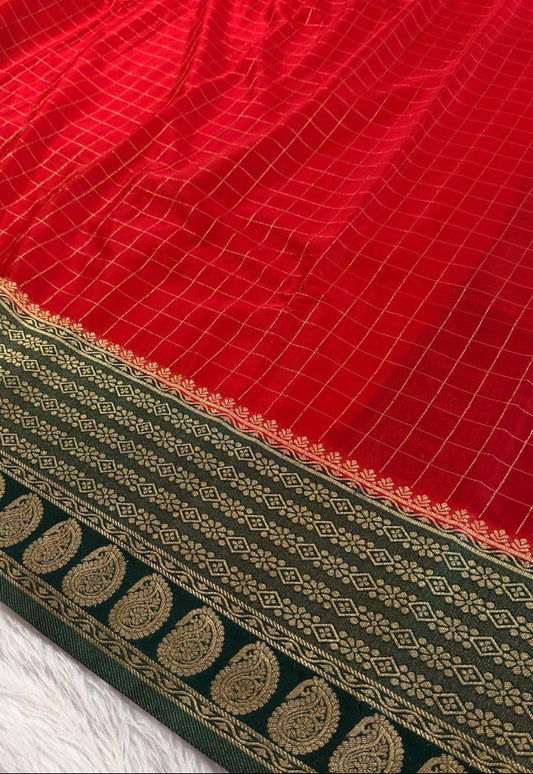 Red banarasi silk saree