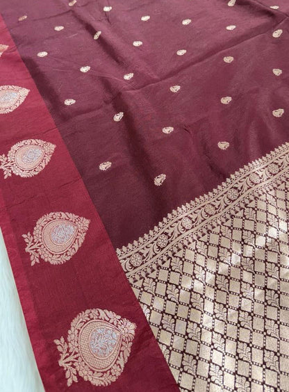 Maroon Raw Mango Banarasi Saree