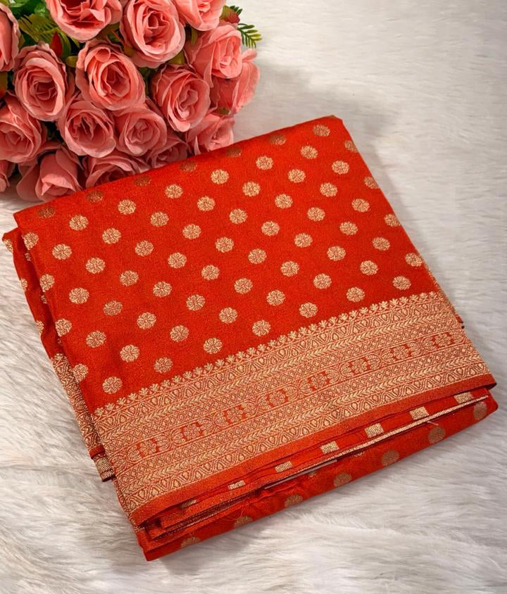 Orange Georgette Banarasi Saree