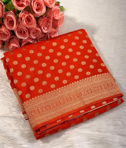Orange Georgette Banarasi Saree