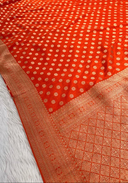 Orange Georgette Banarasi Saree