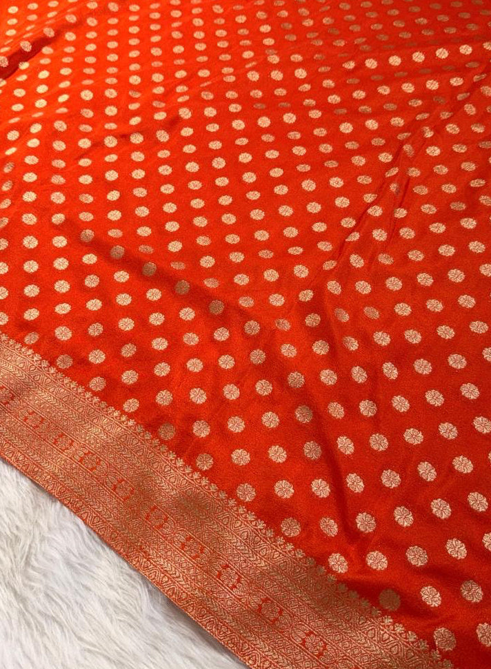 Orange Georgette Banarasi Saree