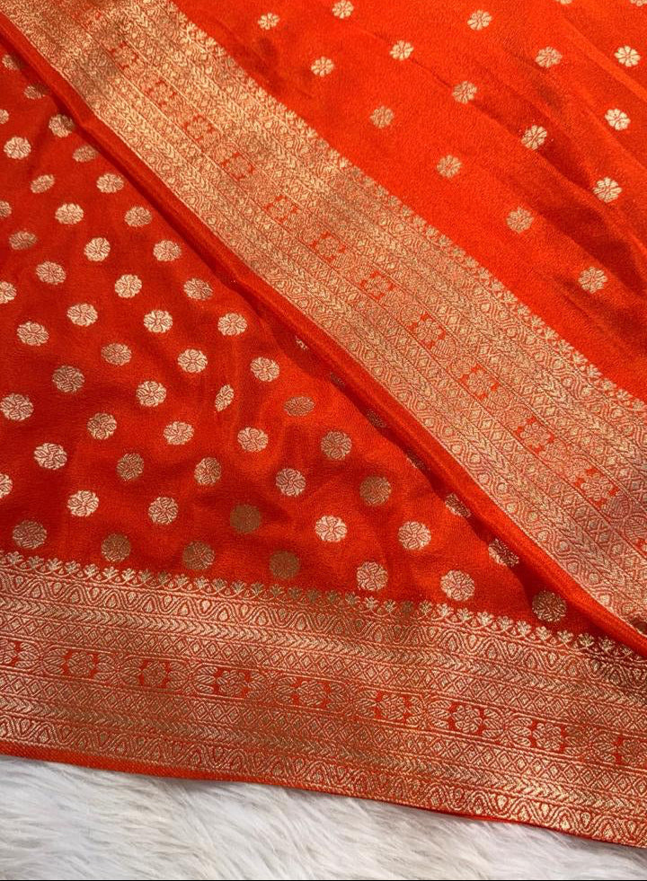 Orange Georgette Banarasi Saree