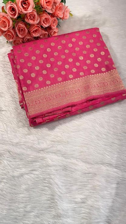 Pink Georgette Banarasi Saree