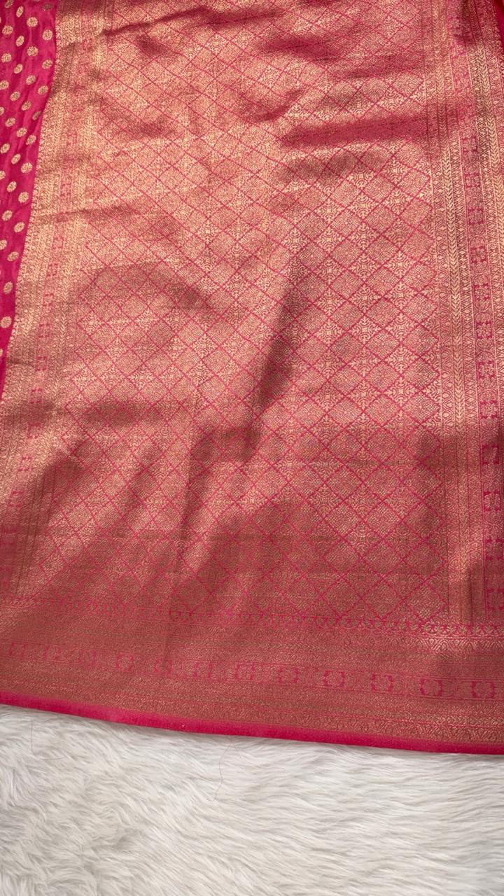 Pink Georgette Banarasi Saree