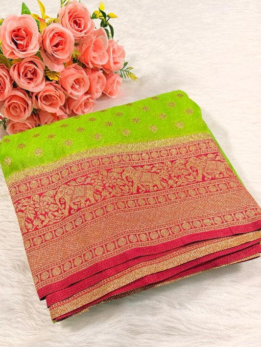 Green Banarasi Georgette Saree