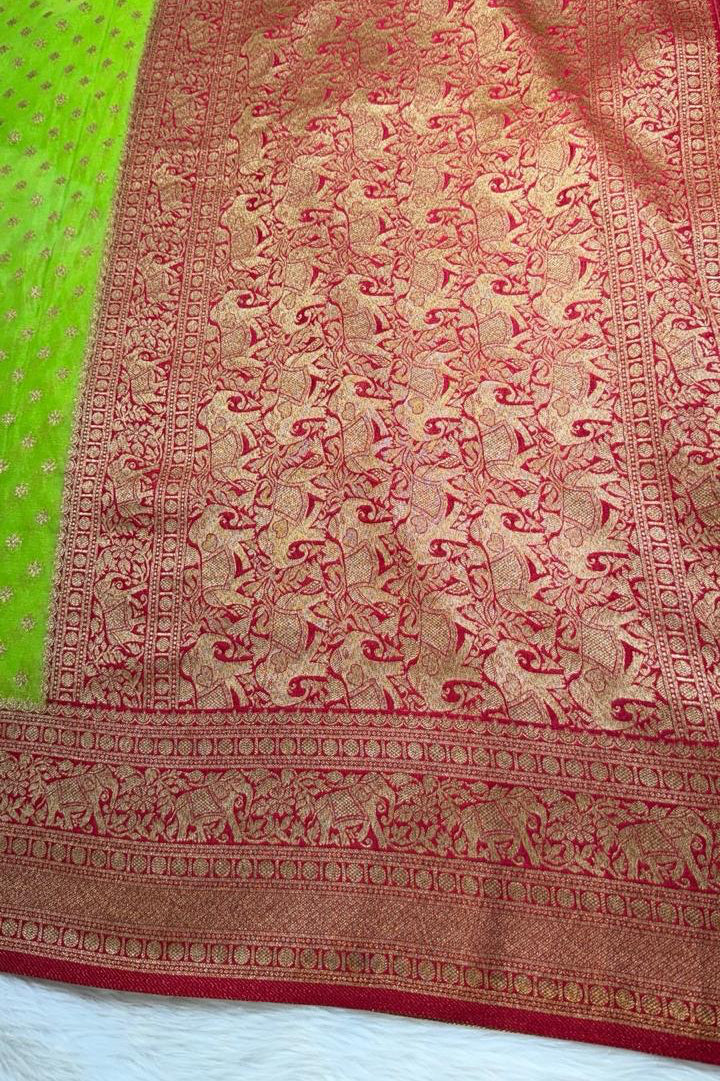 Green Banarasi Georgette Saree
