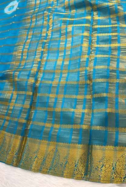 Blue Semisilk Banarasi Saree