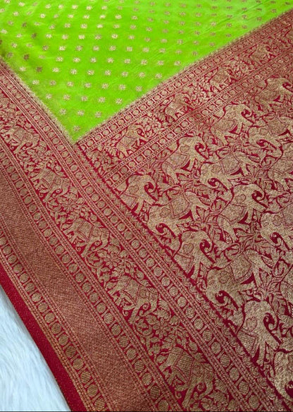 Green Banarasi Georgette Saree