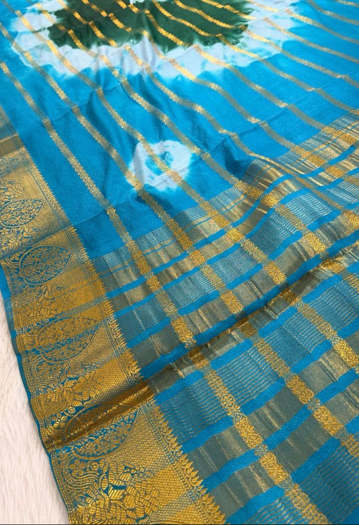 Blue Semisilk Banarasi Saree