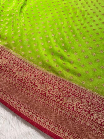 Green Banarasi Georgette Saree