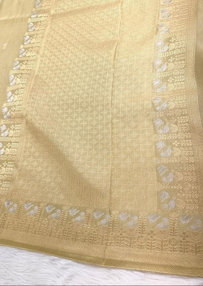 Champagne Satin Banarasi Saree