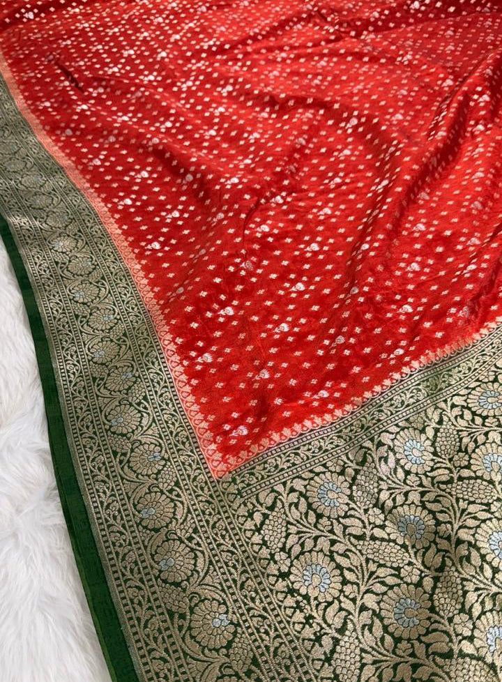 Red Semisilk Banarasi Saree