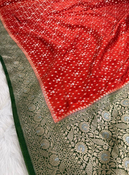 Red Semisilk Banarasi Saree