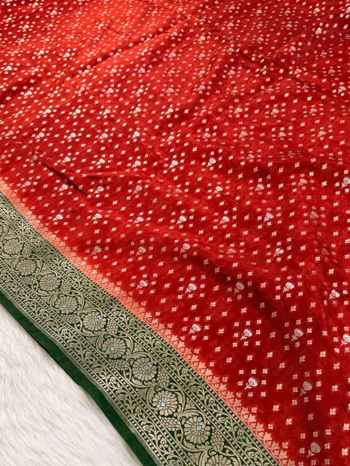 Red Semisilk Banarasi Saree