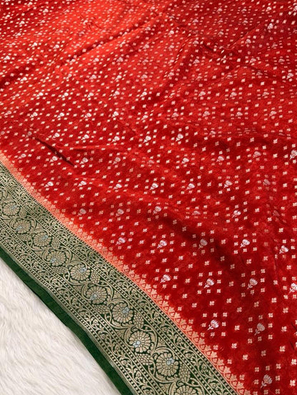 Red Semisilk Banarasi Saree