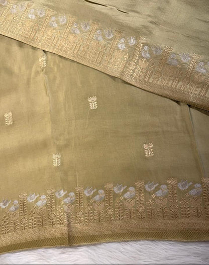 Champagne Satin Banarasi Saree