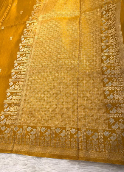Gold Satin Banarasi Saree