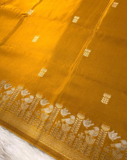 Gold Satin Banarasi Saree