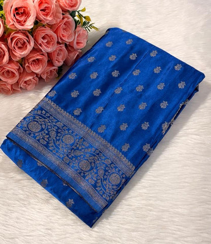 Blue Banarasi silk saree
