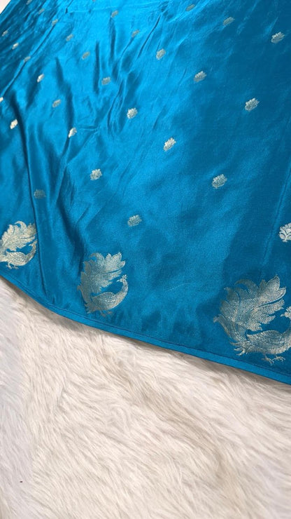 Blue Satin Banarasi Saree