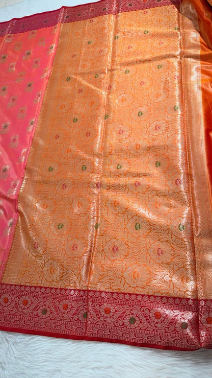 Coral Semisilk Banarasi Saree