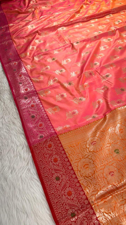 Coral Semisilk Banarasi Saree