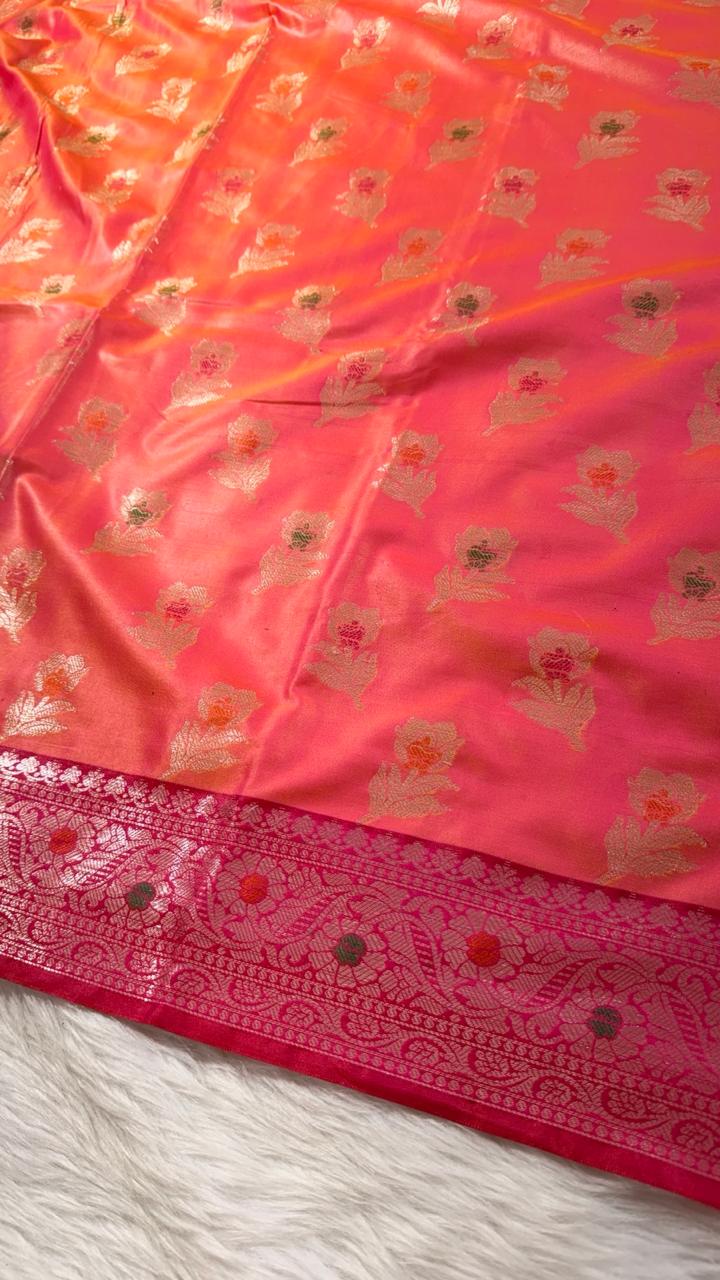 Coral Semisilk Banarasi Saree