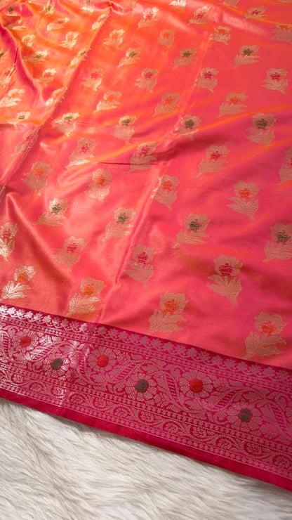 Coral Semisilk Banarasi Saree