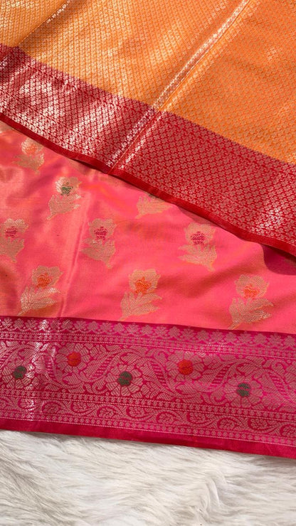Coral Semisilk Banarasi Saree