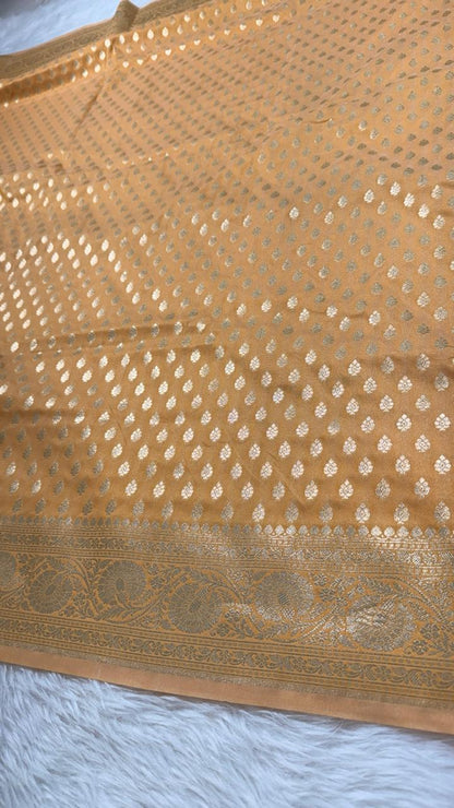 Champagne Semisilk Banarasi Saree