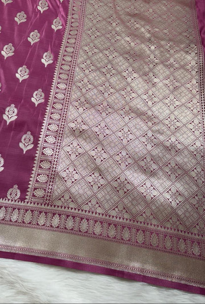 Onion Pink Mashru Banarasi saree