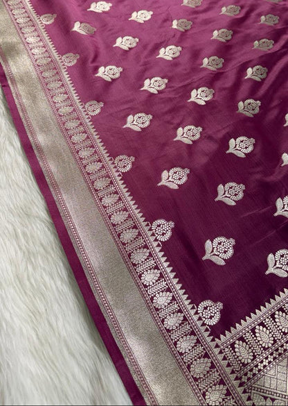 Onion Pink Mashru Banarasi saree