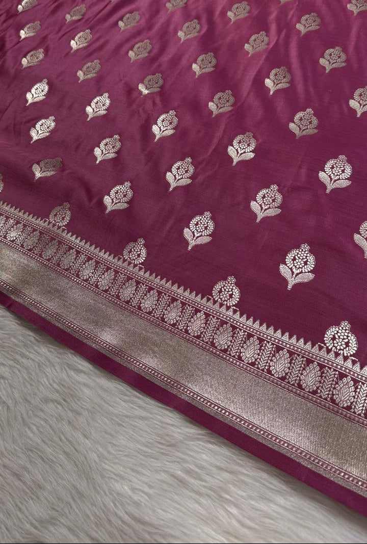 Onion Pink Mashru Banarasi saree
