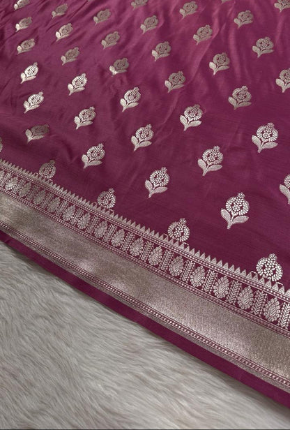 Onion Pink Mashru Banarasi saree