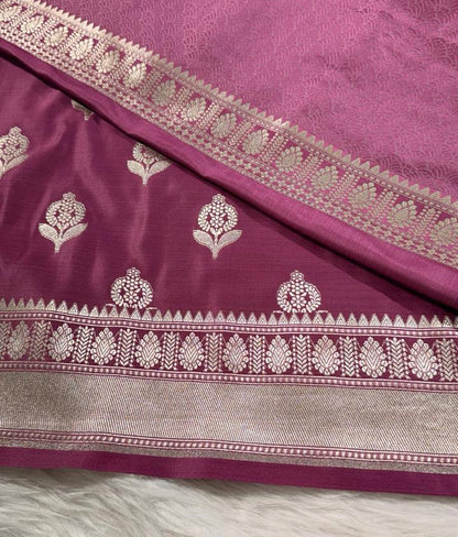 Onion Pink Mashru Banarasi saree