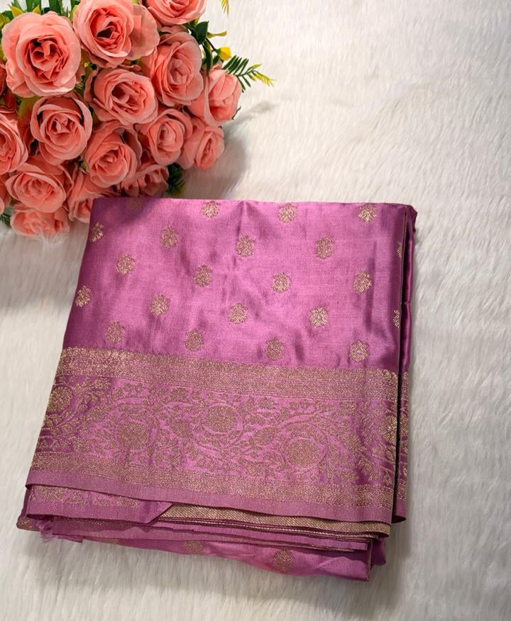 Pink banarasi silk saree