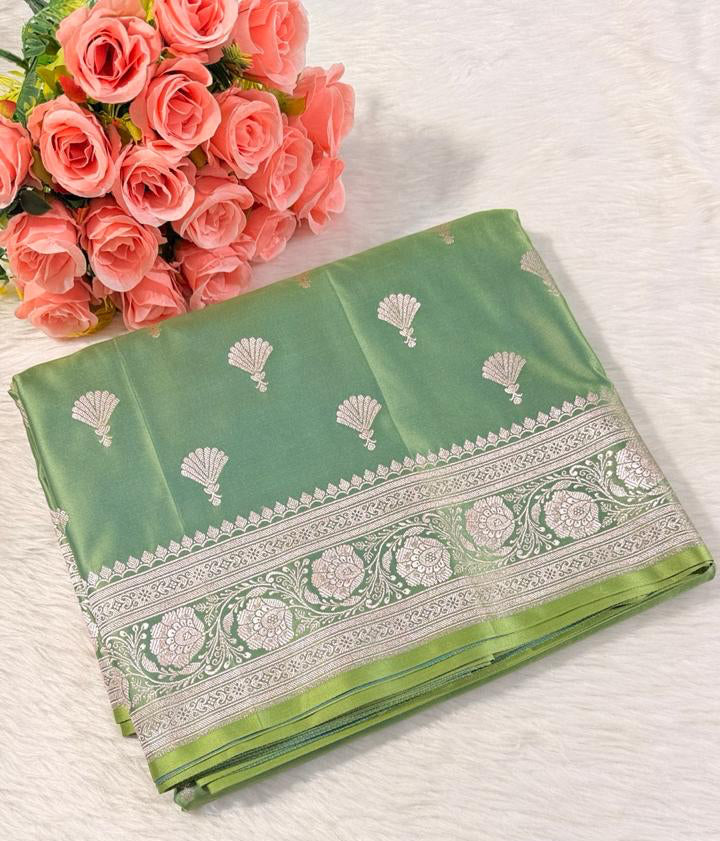 Green banarasi silk saree