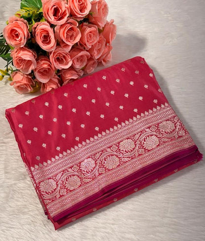Rose Pink Mashru Banarasi Saree