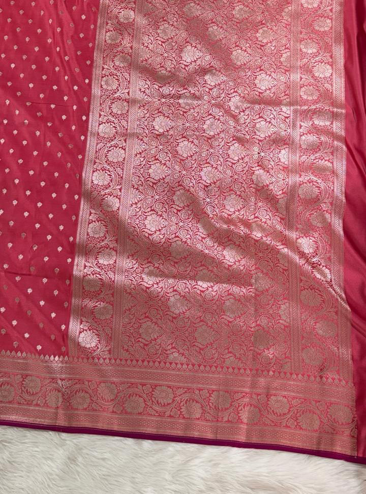 Rose Pink Mashru Banarasi Saree
