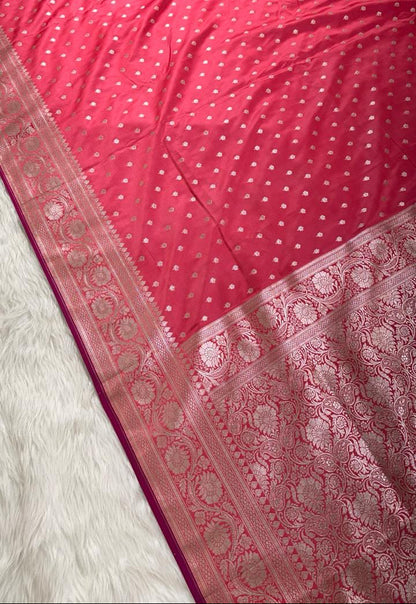 Rose Pink Mashru Banarasi Saree