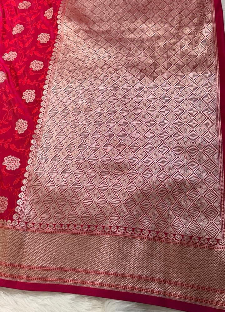 Rani Pink Mashru Banarasi Saree