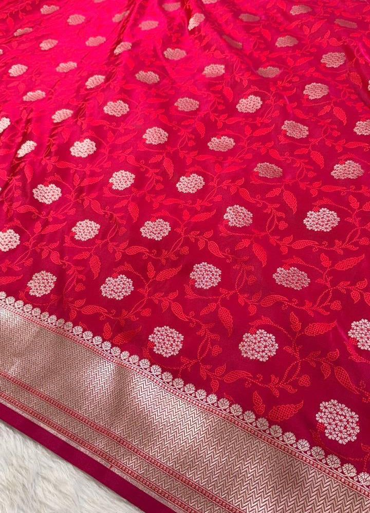 Pink banarasi saree