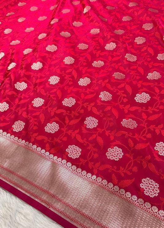 Pink banarasi saree