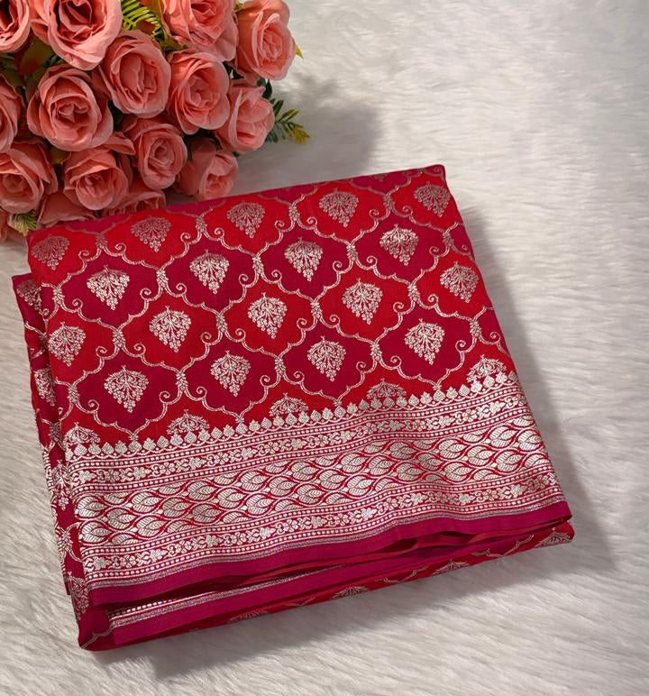 Pink banarasi silk saree